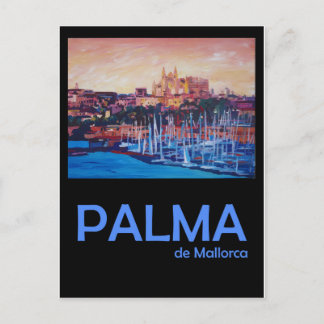 Palma de Mallorca Retro Travel Poster Briefkaart