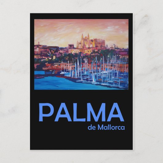 Palma de Mallorca Retro Travel Poster Briefkaart (Voorkant)
