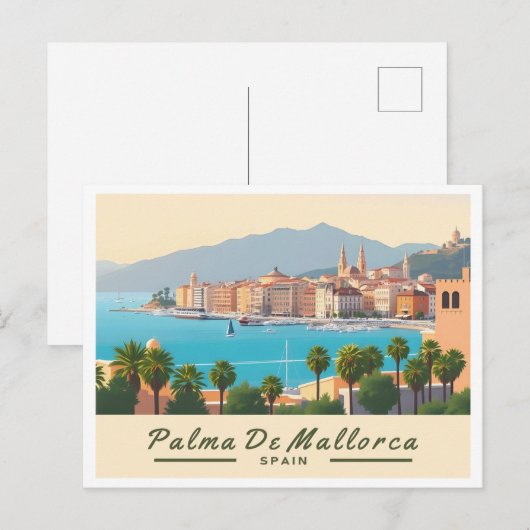 Palma de Mallorca Spanje Pastelreizen Briefkaart (Voorkant / Achterkant)