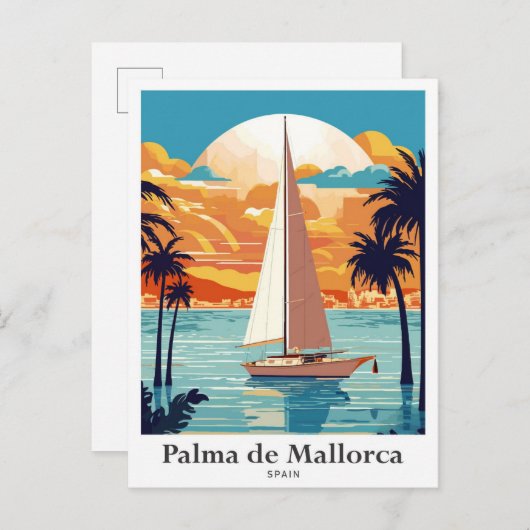 Palma de Mallorca Spanje Reisillustratie Briefkaart (Voorkant / Achterkant)