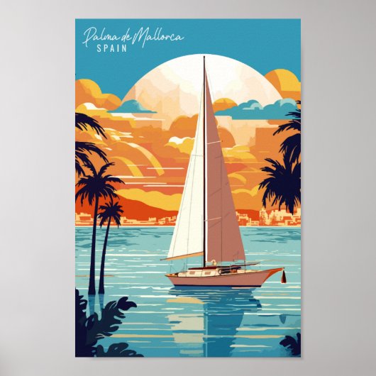 Palma de Mallorca Spanje vintage reizen Poster (Voorkant)