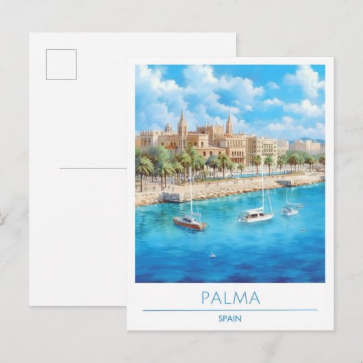 Palma Spanje Vintage Reizen Briefkaart (Voorkant / Achterkant)