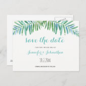 Palmbestemming bruiloft bewaar de datumkaarten aankondigingskaart (Voorkant / Achterkant)