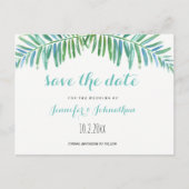 Palmbestemming bruiloft bewaar de datumkaarten aankondigingskaart (Voorkant)