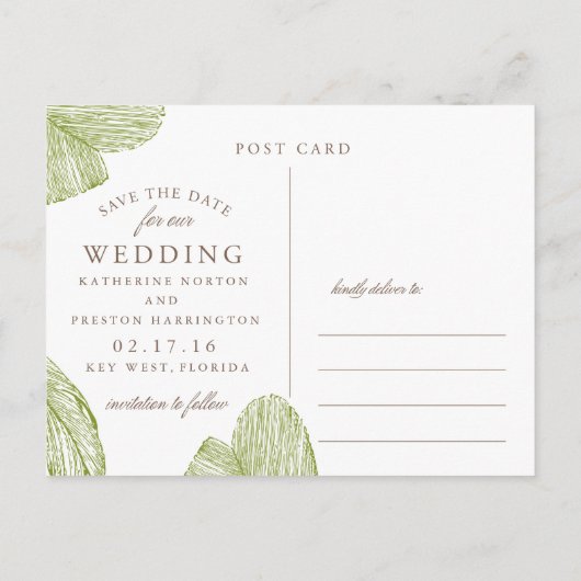 palmbestemming Sla de Date Post Kaart op (Achterkant)