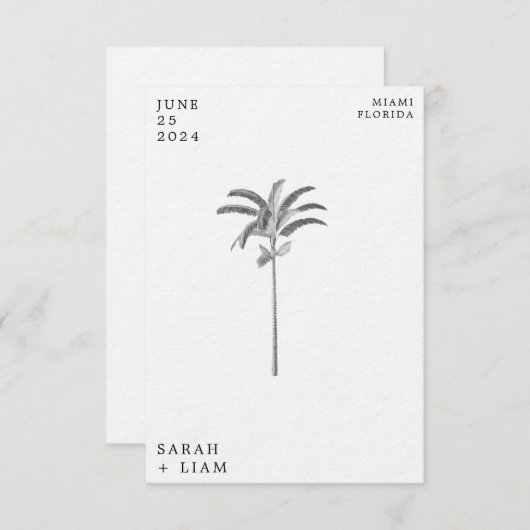  palmbestemming WeddingSparen de Datum Kaart (Voorkant / Achterkant)