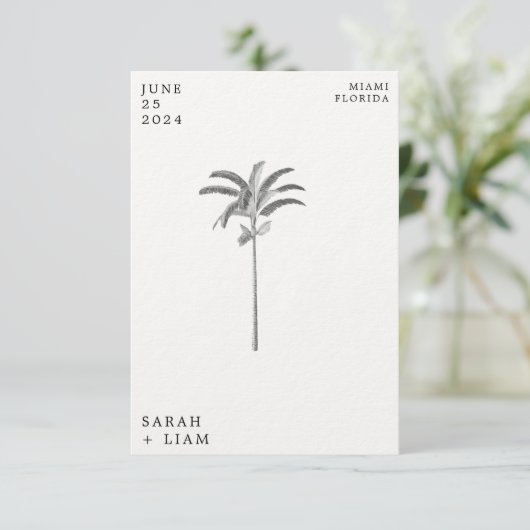 palmbestemming WeddingSparen de Datum Kaart (Staand voorkant)