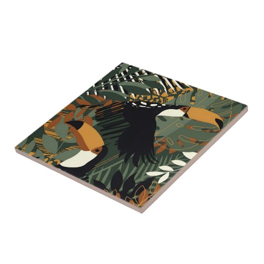 palmblaasvogel op boomtegels tegeltje (Zijkant)