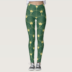 Palmblad: art deco patroon. leggings
