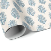 Palmblad Blauw En Crème Cadeaupapier (Rol Hoek)