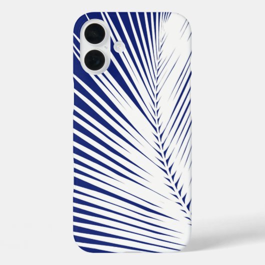 Palmblad - blauw van de marine en wit Case-Mate iPhone case (Achterkant)