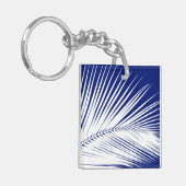 Palmblad - blauw van de marine en wit sleutelhanger (Voorkant Links)