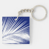 Palmblad - blauw van de marine en wit sleutelhanger (Achterkant)