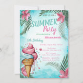 Palmblad, bloemen, druipijs Verjaardag Kaart (Voorkant)