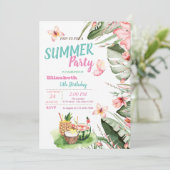 Palmblad, bloemen, vruchten, vlinders Verjaardag Kaart (Staand voorkant)