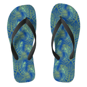 Palmblad Boom Groen Blauw Strand Teenslippers
