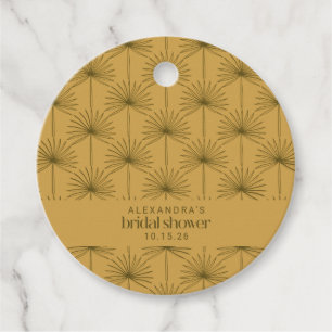 Palmblad botanische mosterd aangepaste bruidsdouch bedankjes labels