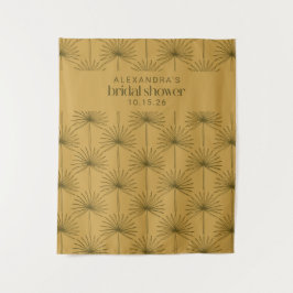 Palmblad Botanische Mosterd Gele Bruiloftsshower  Wandkleed