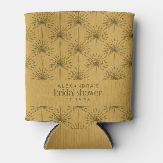 Palmblad botanische mosterdkleurige douche voor de blikjeskoeler (Voorkant)