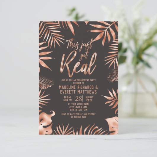 Palmblad Dit is net een echt verlovingsfeest Kaart (Staand voorkant)