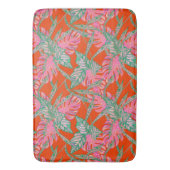 Palmblad en coleus tropisch rood roze groen badmat (Voorkant Verticaal)