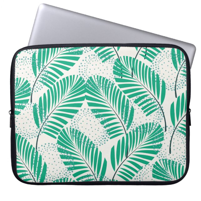 Palmblad Floral: wit  Laptop Sleeve (Voorkant)