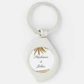 Palmblad Gouden Glitter Aangepast Koppel Naam Trop Sleutelhanger (Voorkant)