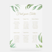 Palmblad Gouden Tekst Acryl 6 Tafelplan Bord (Voorkant)