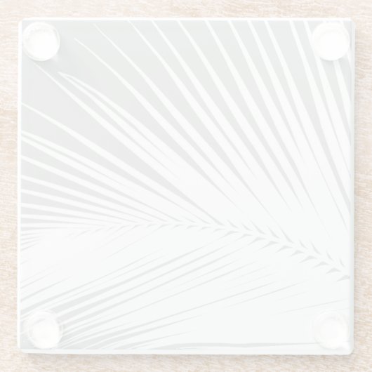 Palmblad - grijs en wit glazen onderzetter (Achterkant)