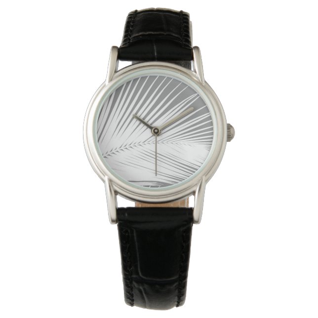 Palmblad - grijs en wit horloge (Voorkant)