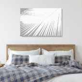 Palmblad - Grijs / Grijs en Wit Canvas Afdruk (Insitu (Slaapkamer))