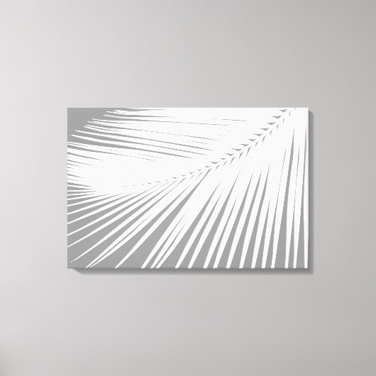 Palmblad - Grijs / Grijs en Wit Canvas Afdruk (Voorkant)