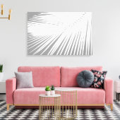 Palmblad - Grijs / Grijs en Wit Canvas Afdruk (Insitu (Woonkamer))