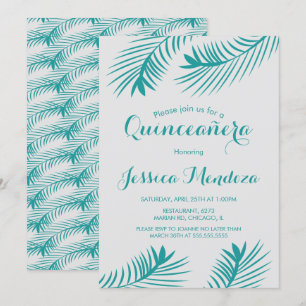 Palmblad Groene Quinceañera Sweet 16 Kaart