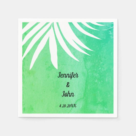 Palmblad Groene Waterverf Rustieke Vintage Wedding Servet (Voorkant)