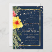 Palmblad Hibiscus, Lichten, Hout, Lijst Quinceaner Kaart (Voorkant)