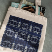Palmblad in Delfts Blauw, aanpasbaar Tote Bag