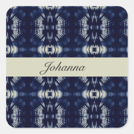 Palmblad in Delfts Blauw aanpasbaar Vierkante Sticker