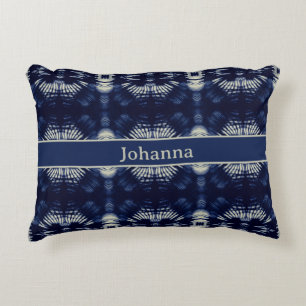 Palmblad in Delfts Blauw Persoonlijk Symmetrisch Accent Kussen
