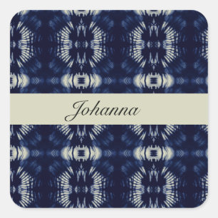 Palmblad in Delfts Blauw Persoonlijk Symmetrisch Vierkante Sticker