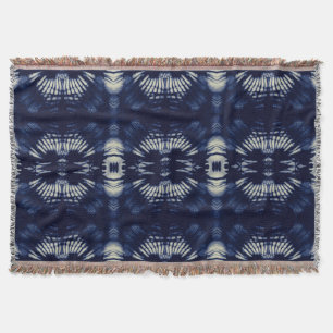 Palmblad in Delfts Blauw Symmetrische Botanische Deken