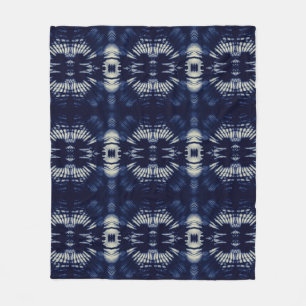 Palmblad in Delfts Blauw Symmetrische Botanische Fleece Deken