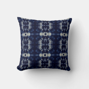 Palmblad in Delfts Blauw   Symmetrische Botanische Kussen