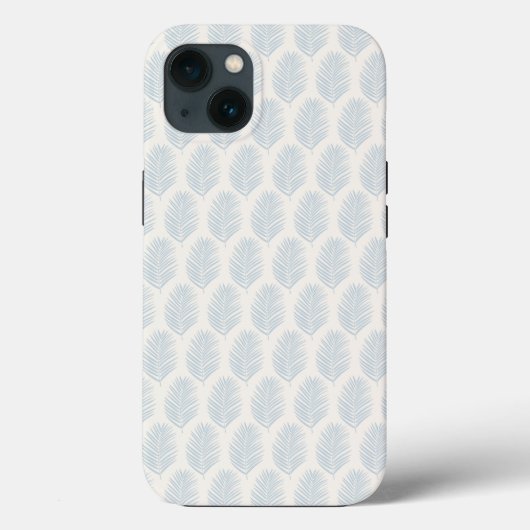 Palmblad Lichtblauw en Crème Case-Mate iPhone Case (Achterkant)