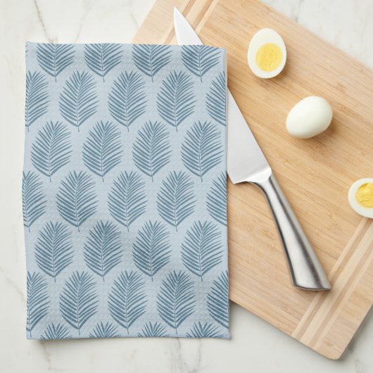 Palmblad Lichtblauw Theedoek (Quarter Fold)