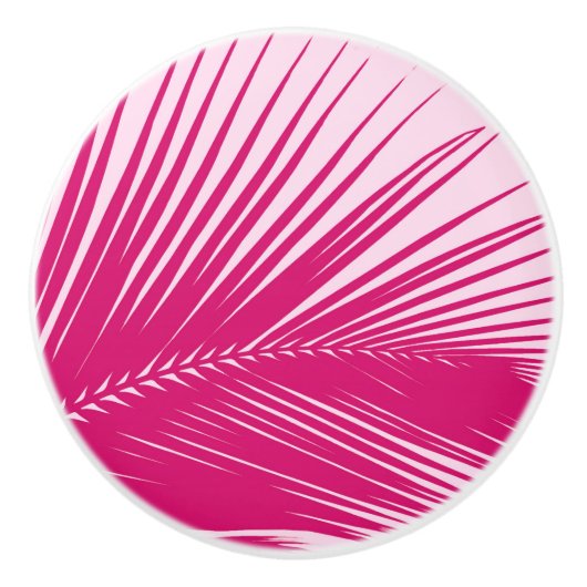 Palmblad - magenta / fuchsia roze keramische knop (Voorkant)