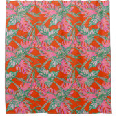 Palmblad monstera coleus tropisch rood groen douchegordijn (Voorkant)