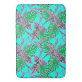 Palmblad monstera coleus tropisch turquoise roze badmat (Voorkant Verticaal)