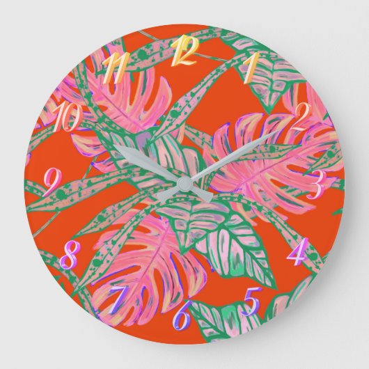 Palmblad monstera coleus tropisch vuur rood grote klok (Voorkant)