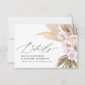 Palmblad pampas gras natuurlijke roze bruiloft RSVP kaartje (Voorkant)
